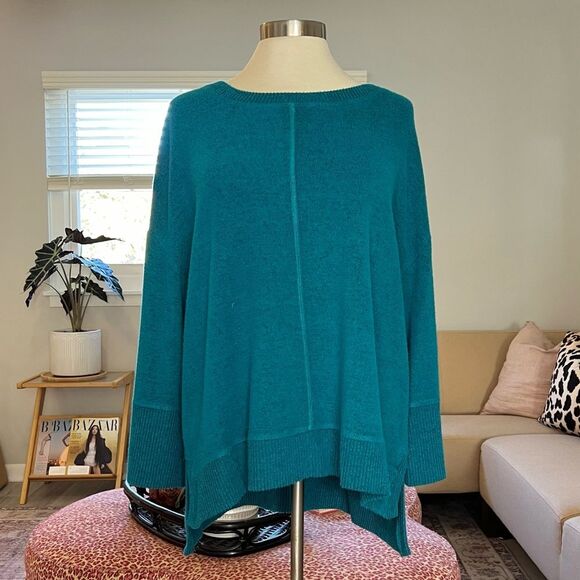 Habitat Oversized Flowy Sweater Soft Crewneck Teal Blue M - Picture 3 of 7